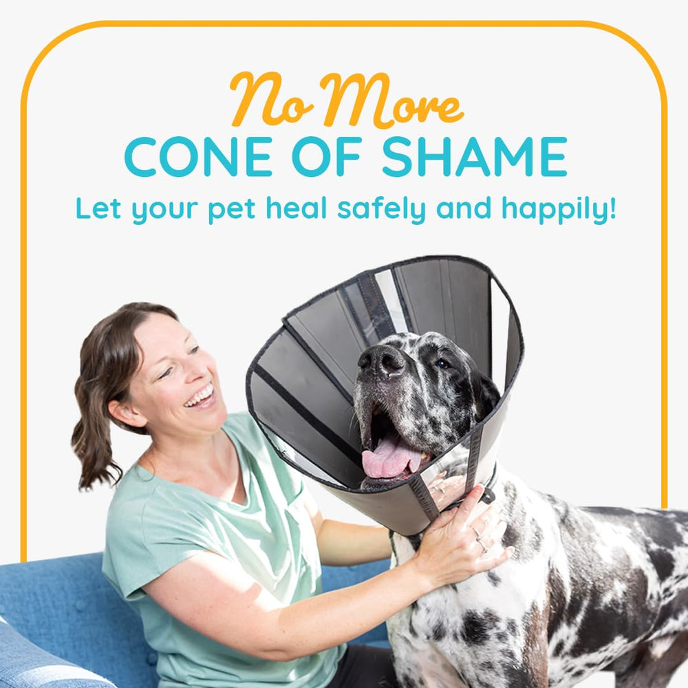 ZenPet recovery cone adjustable-straps provides secure, comfortable fit for pets.