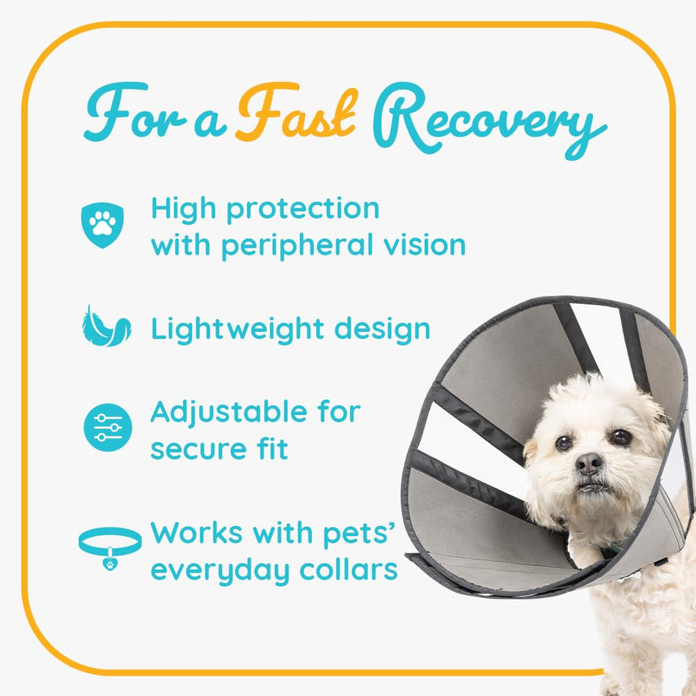 ZenPet Recovery Cone maintains clear vision while pets observe their surroundings.