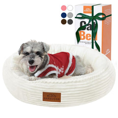 Zerbuger 23in cream round bed close-up showcasing cloud-soft plush fabric for relaxing naps