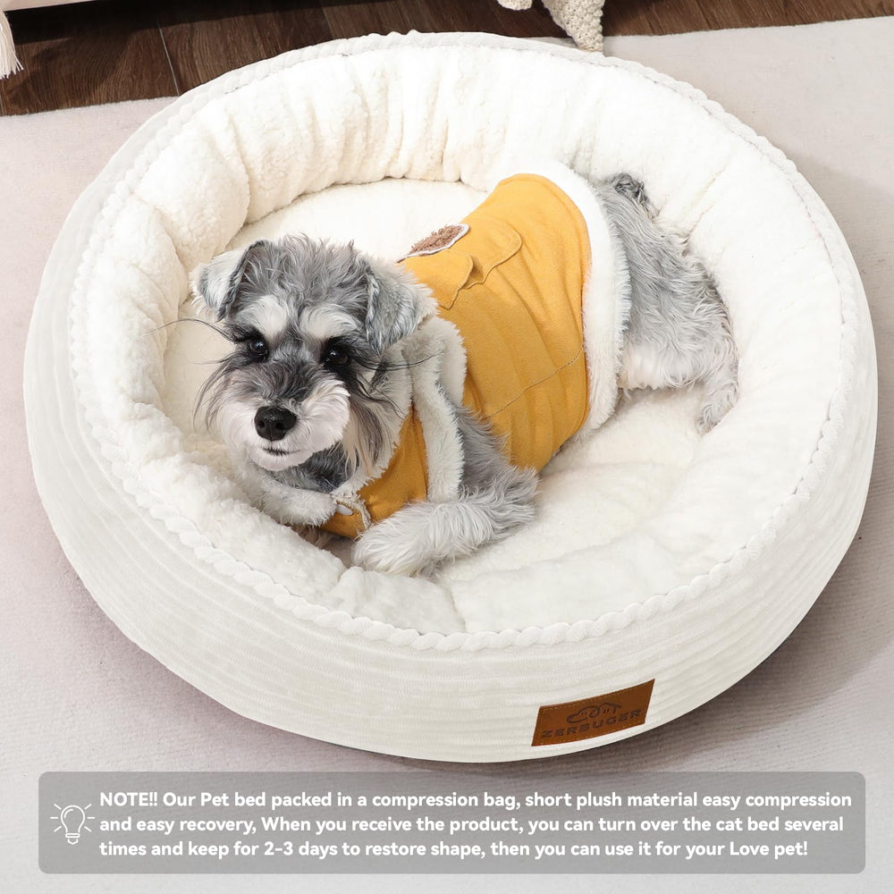 Zerbuger 23in cream round bed machine-washable design for easy cleaning