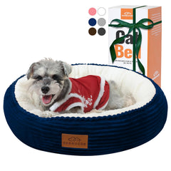Zerbuger 23in round bed navy blue top view offers cozy pet lounging.