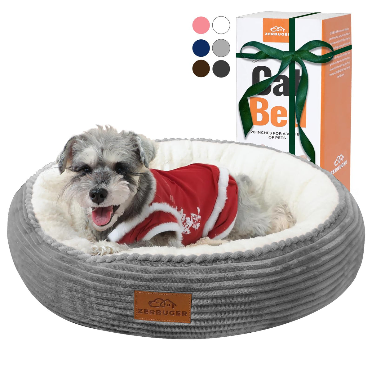 Zerbuger 23in round bed soft-plush for cozy naps and calming comfort.