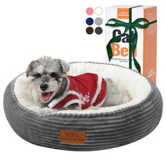 Zerbuger 23in round bed top view shows plush flannel for cozy naps