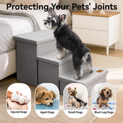 Zerbuger 3-step foam-padded stair closeup for cushioned paw comfort.