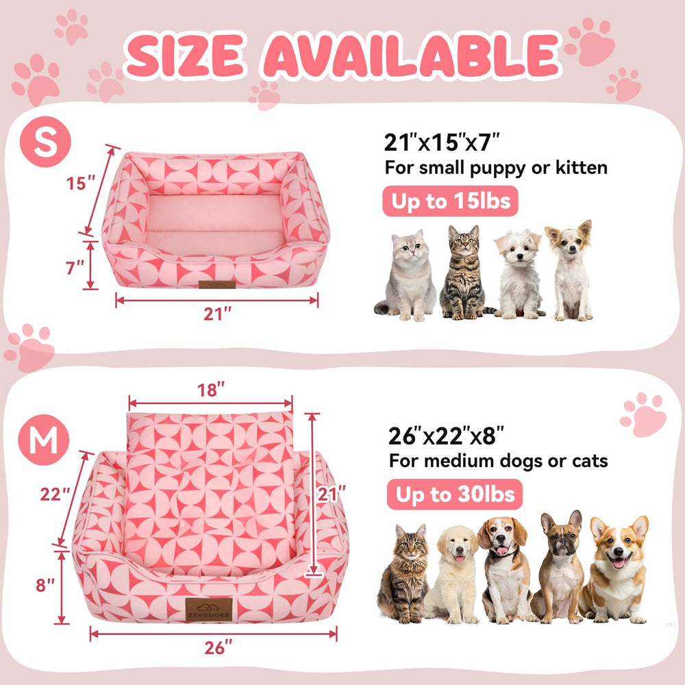 Zerbuger rectangle pet bed non-slip bottom keeps pets secure on smooth floors