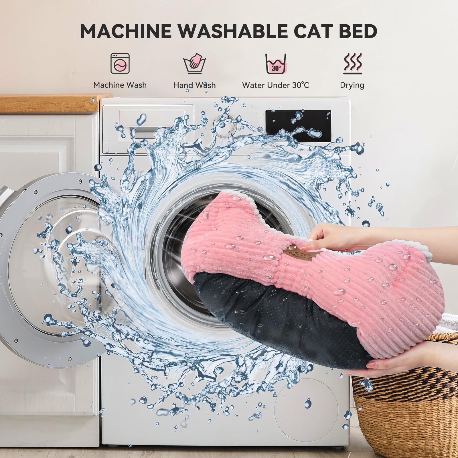 Zerbuger cat bed small pink compact fits cozy spaces.