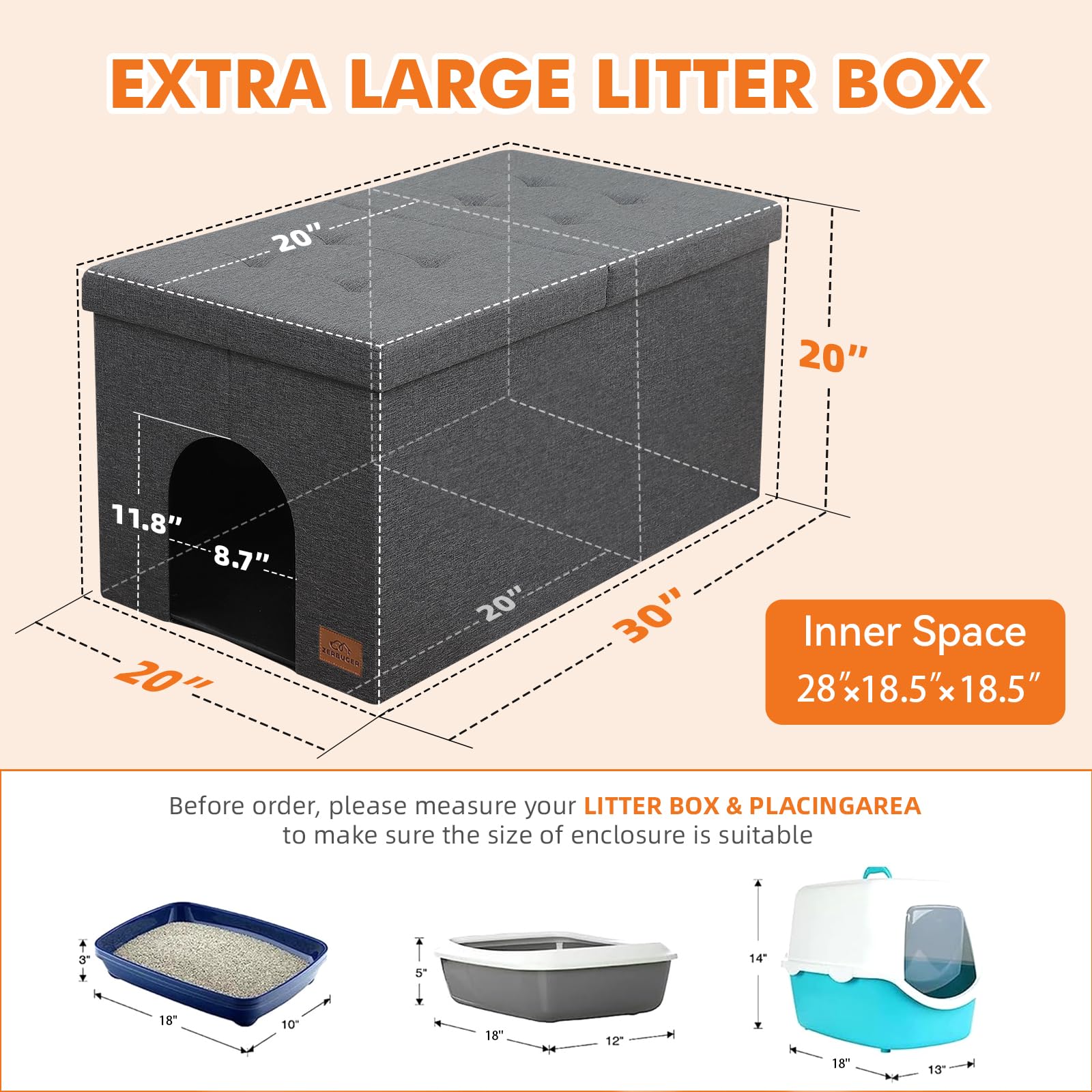 Zerbuger cat litter box enclosure during assembly in grey demonstrates quick setup.
