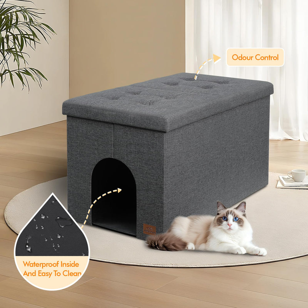 Zerbuger cat litter box enclosure with dimensions 30x20x20 grey offers spacious interior for comfort.