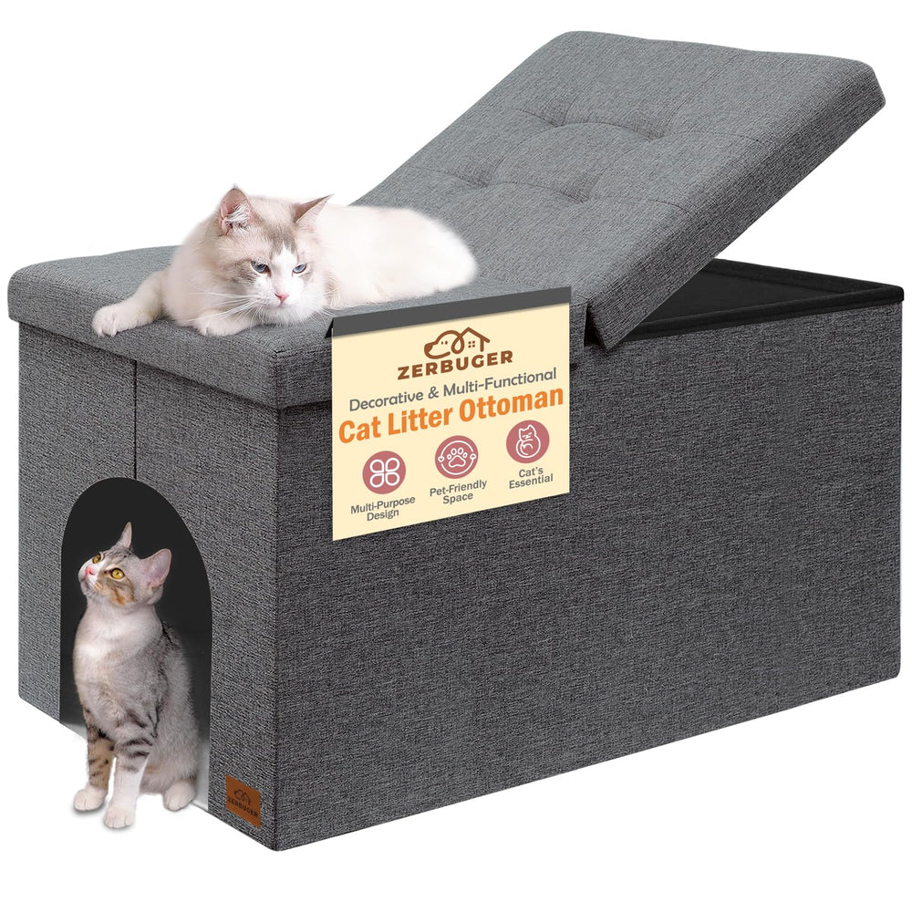 Zerbuger cat litter box enclosure with open lid for easy access and quick cleaning.