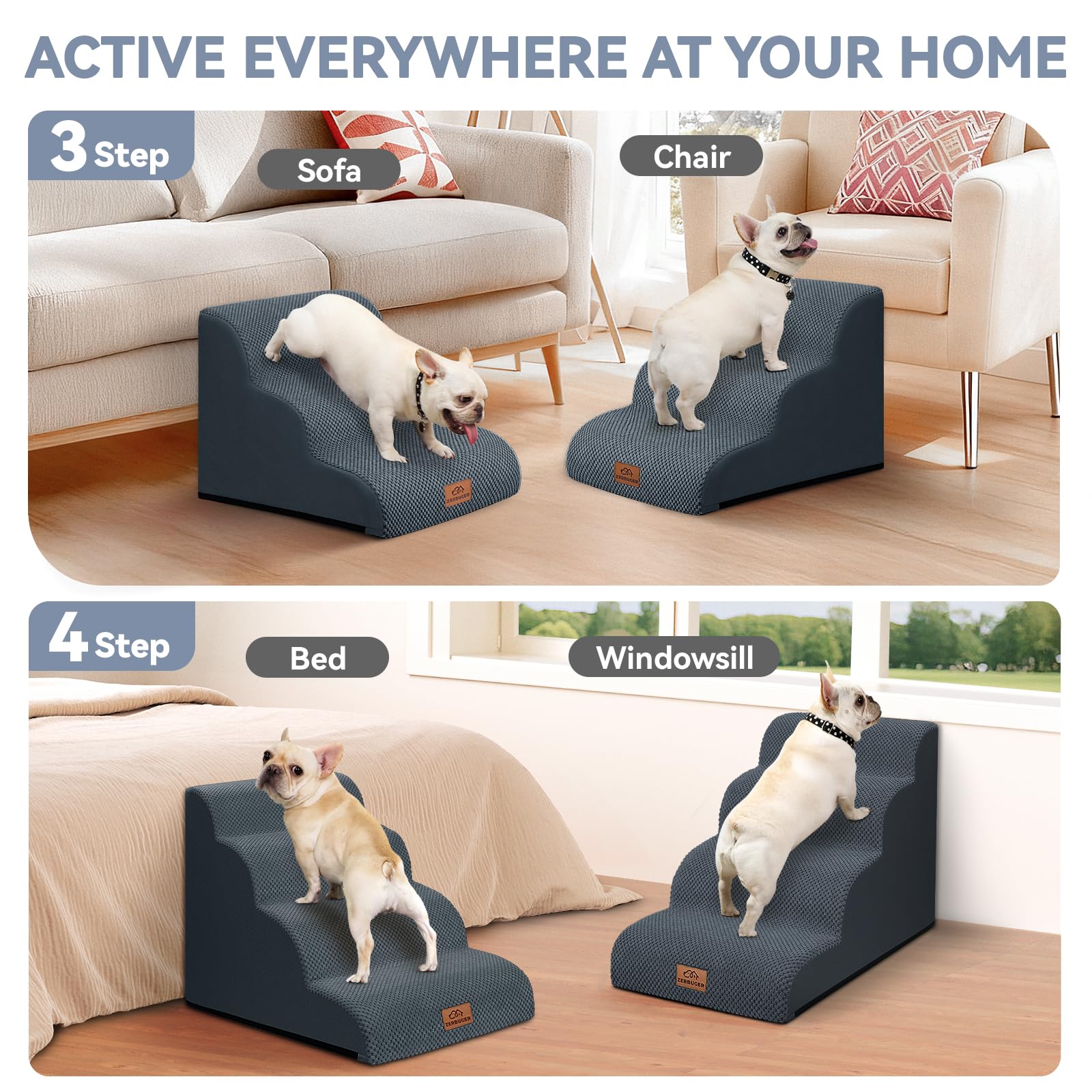 Zerbuger cat stair three steps on sofa for safe climbs