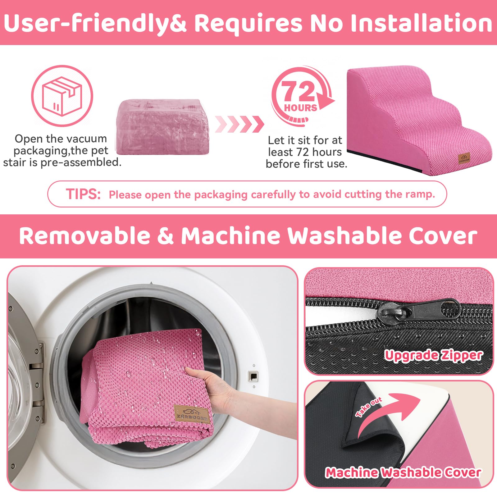 Zerbuger curved design promotes gentle ascent for older pets
