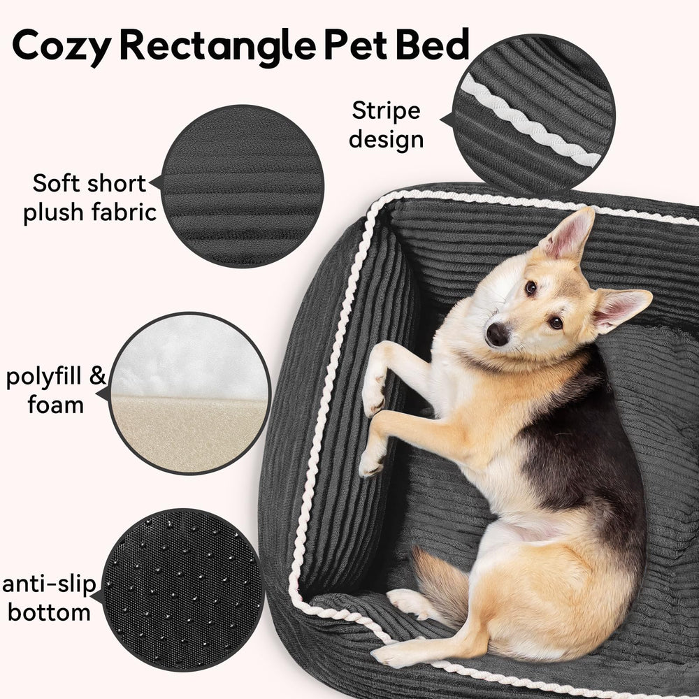 Zerbuger dark grey fabric cover invites modern, cozy dog spaces.