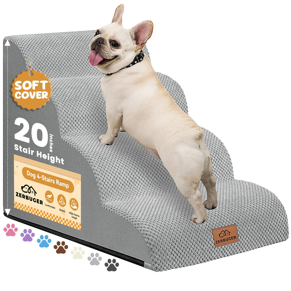 Zerbuger dog ramp 3step-sofa-stairs promotes joint comfort with a gentle incline for aging pets.