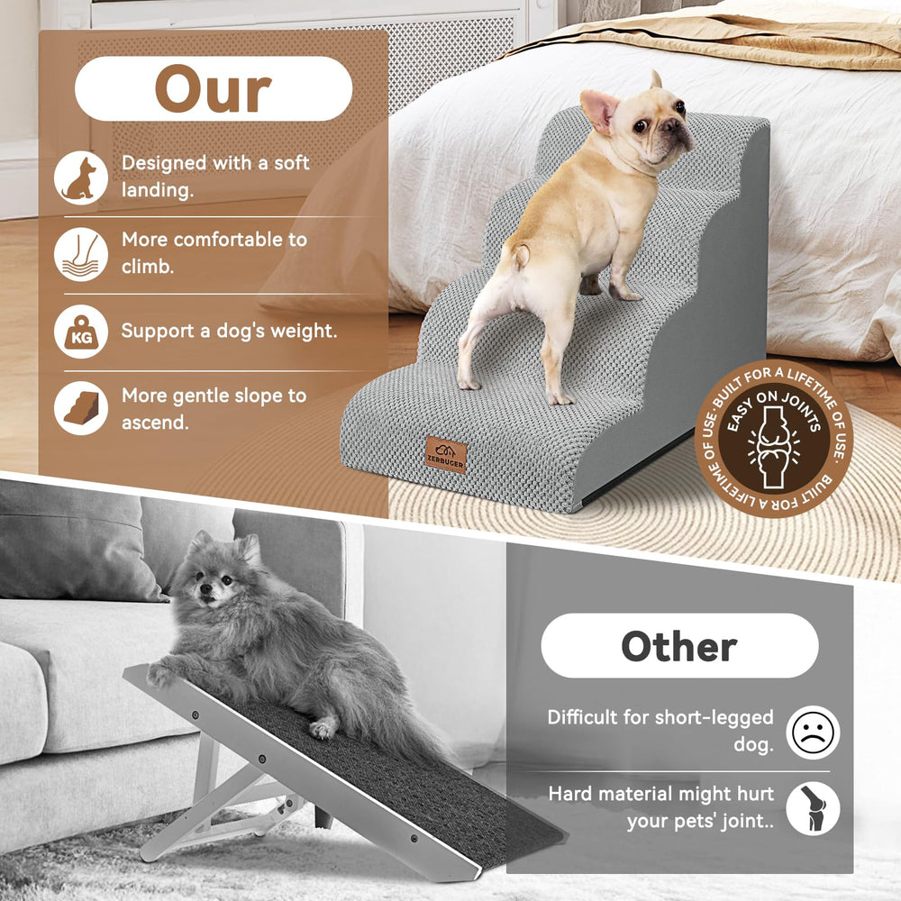 Zerbuger dog stair anti-slip base provides secure grip on hardwood floors.