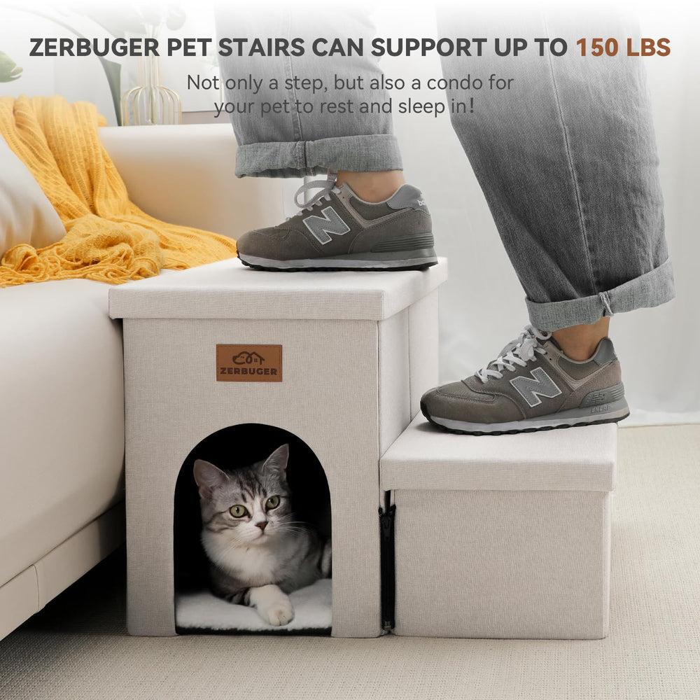 Zerbuger Dog Stairs assembly guide shows quick setup without tools.