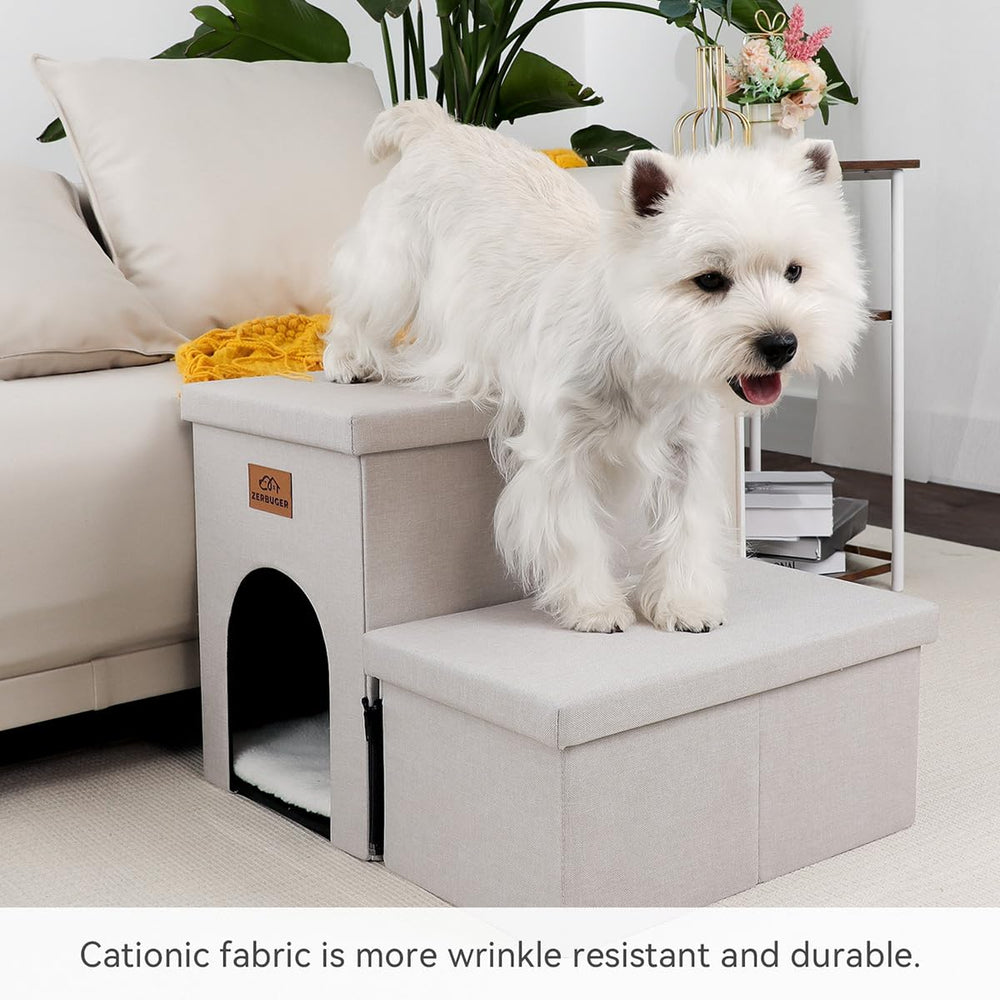 Zerbuger Dog Stairs with Condo assists pets onto beds and couches.