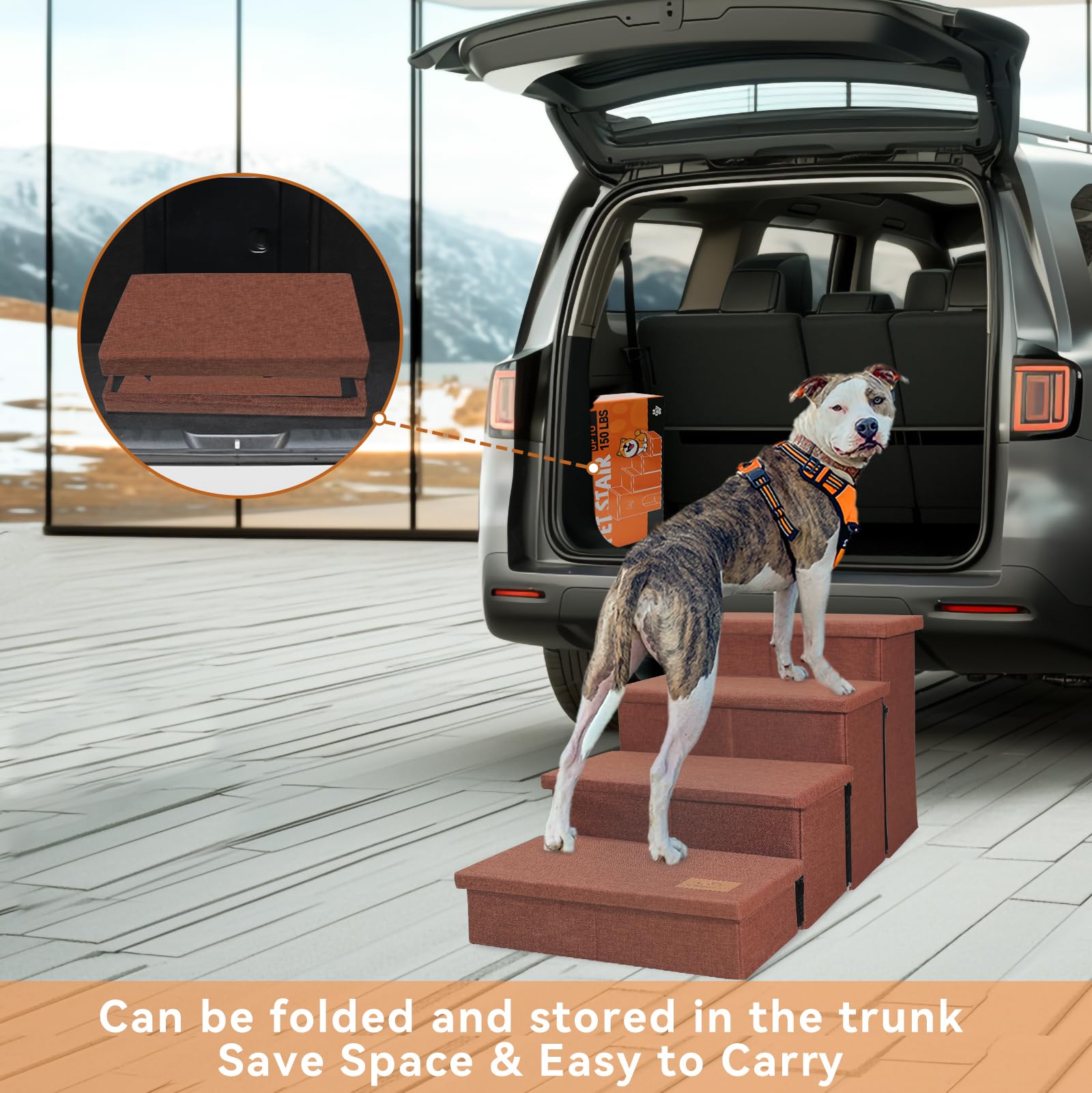 Zerbuger dog stairs car-travel ready for hops into vehicles