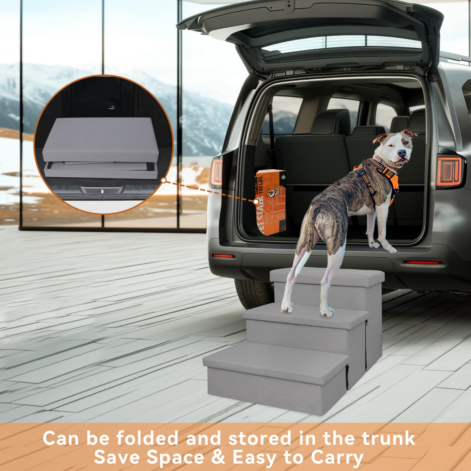 Zerbuger dog stairs convenient-assembly without tools for quick setup