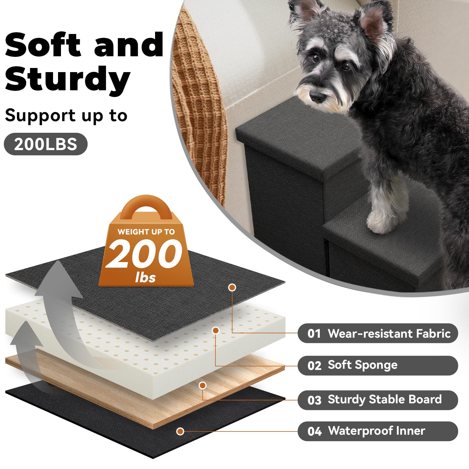 Zerbuger Dog Stairs Foam-padded steps emphasize comfortable joints during climbs.