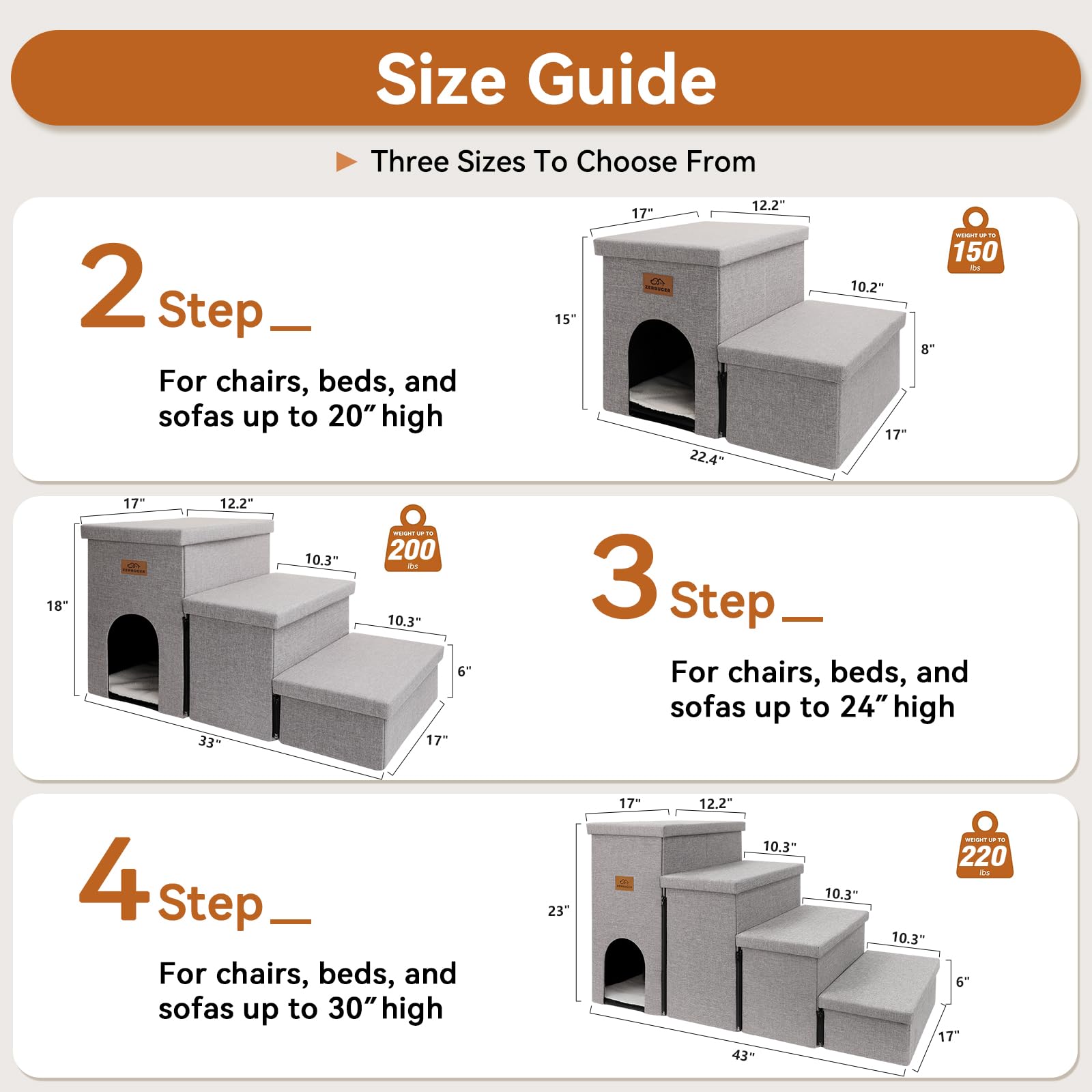 Zerbuger dog stairs foam-padding cushions paws and joints