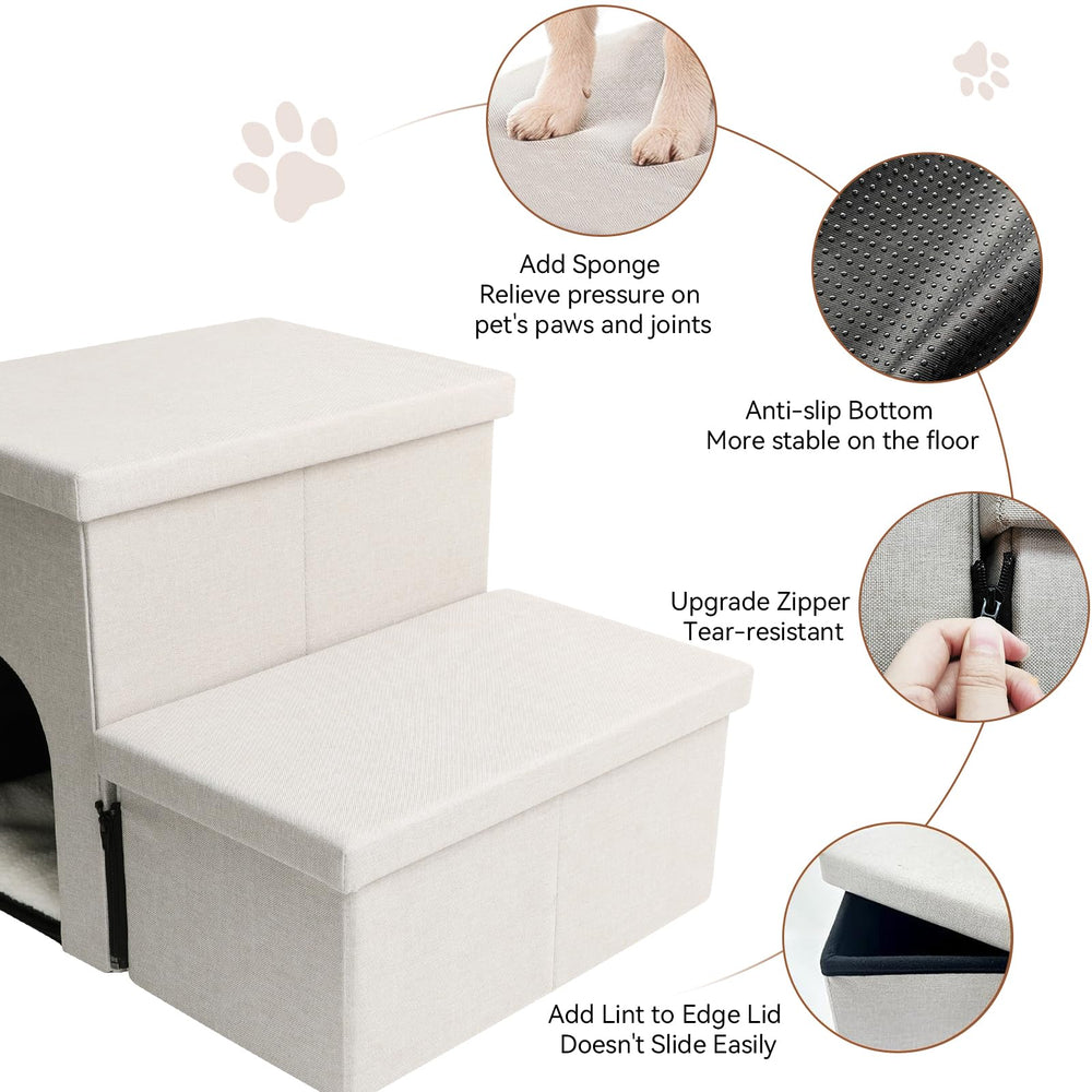 Zerbuger Dog Stairs folded for compact storage when not in use.