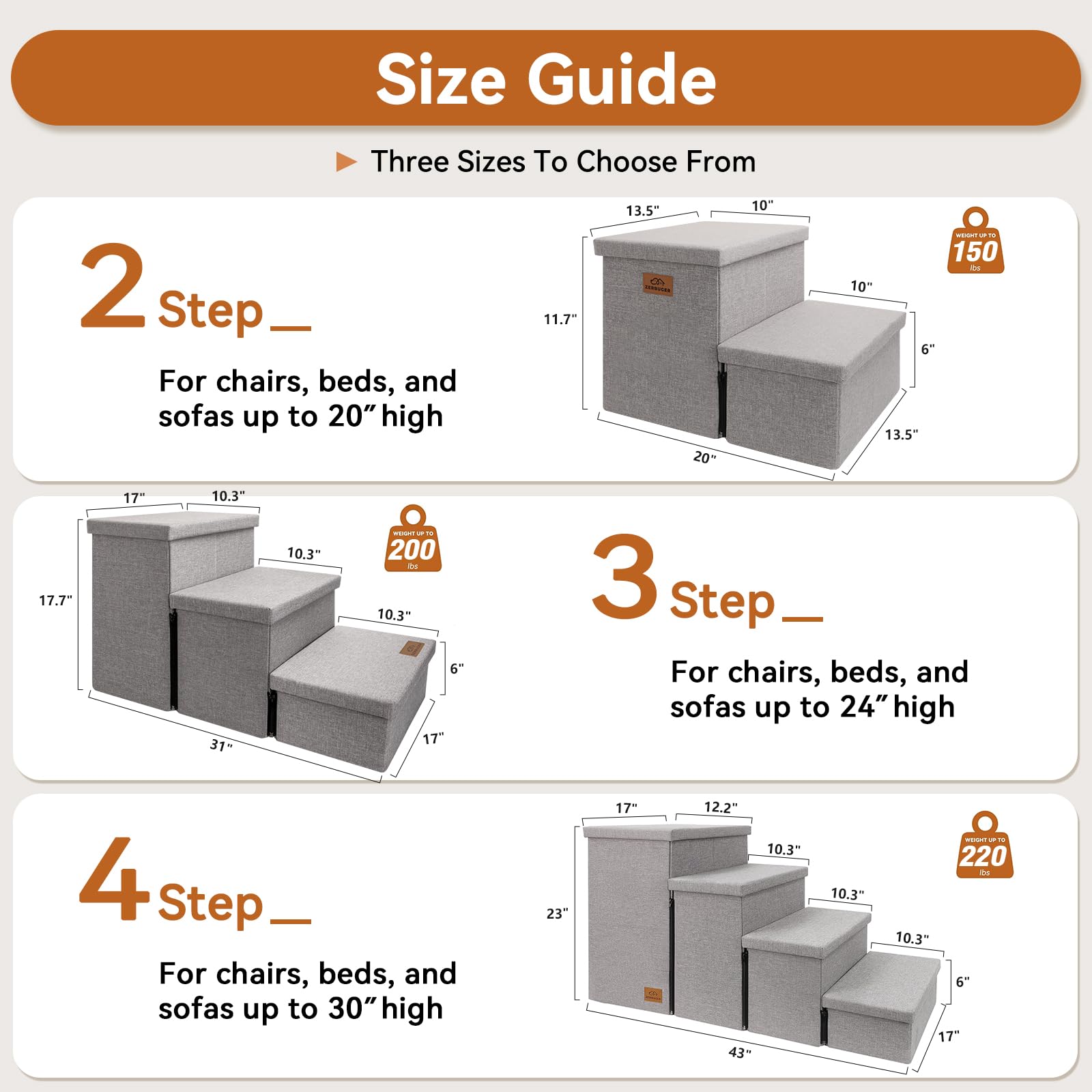 Zerbuger Dog Stairs folded compact for travel and storage