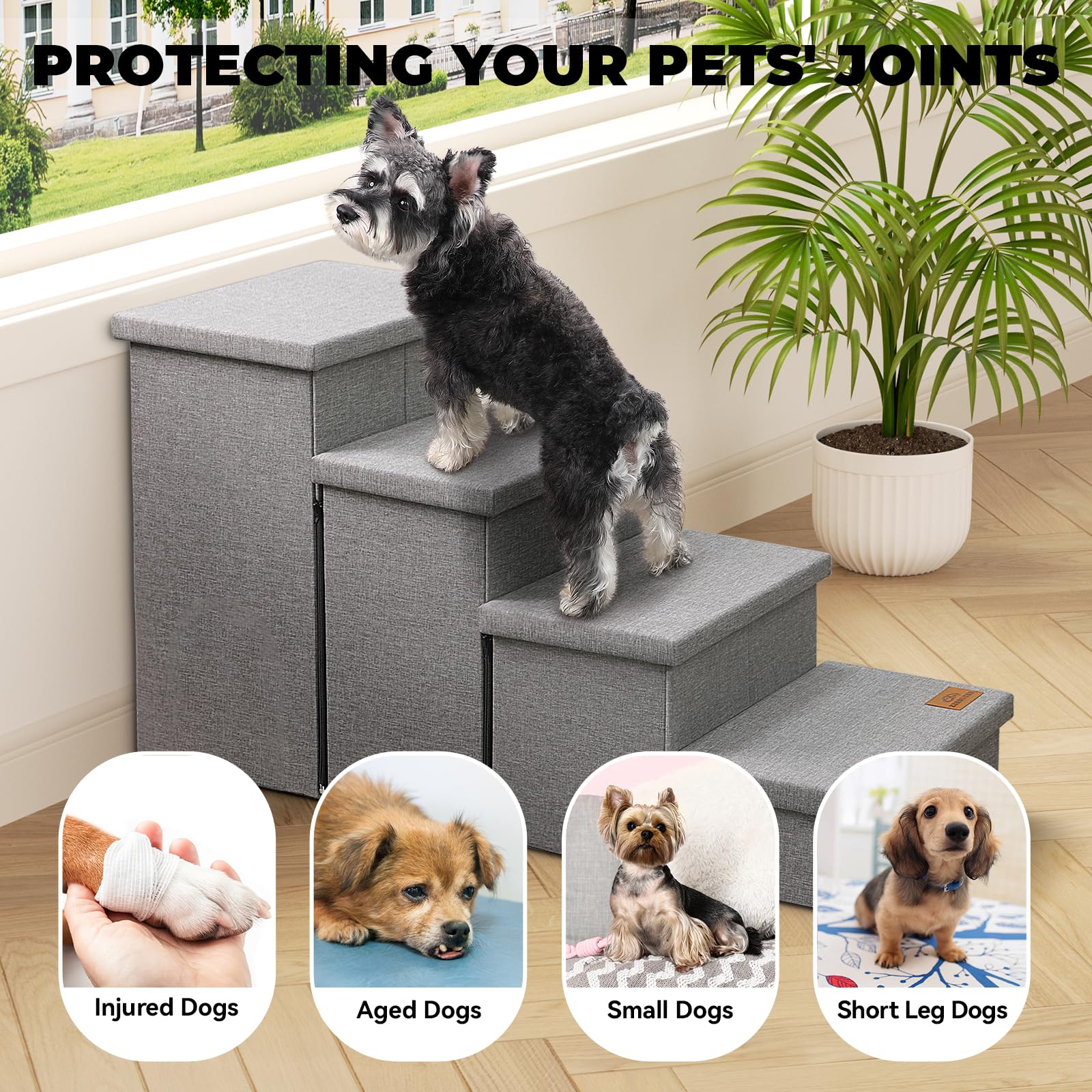 Zerbuger Dog Stairs non-slip bottom reduces wobble during use