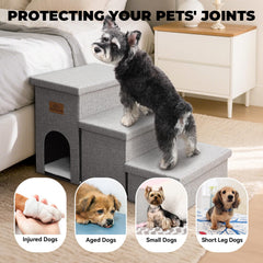 Zerbuger dog stairs on-bed example shows convenient bed access for pets