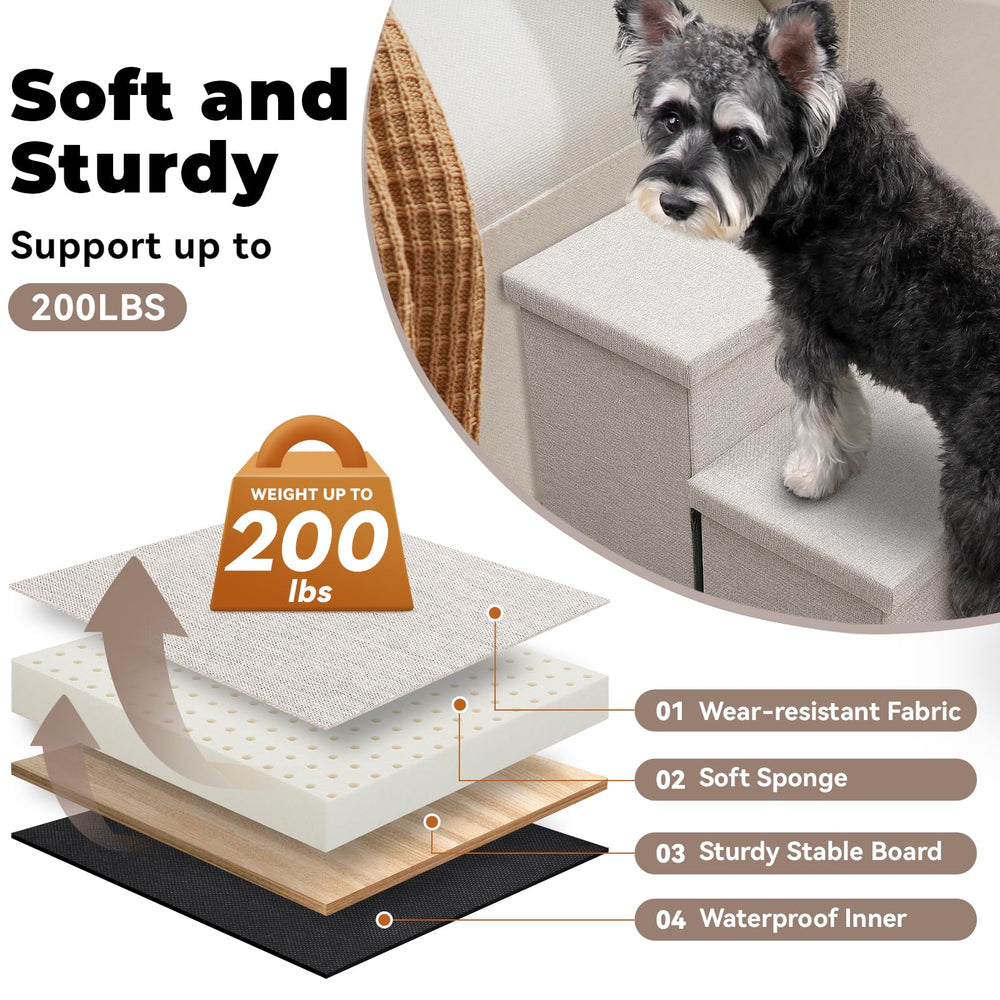 Zerbuger 3-step beige stairs folded for compact storage
