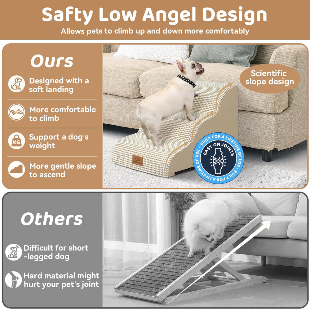 Zerbuger dog stairs wide-platforms provide stable stepping areas.