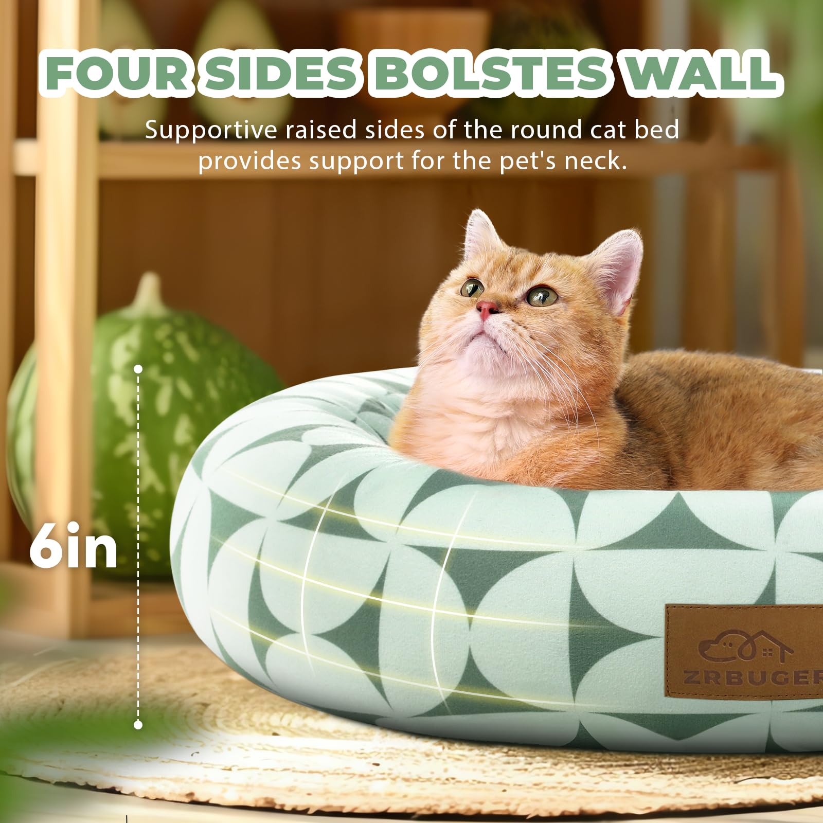 Zerbuger Donut Pet Bed 20-inch angle highlights compact size for small pets.