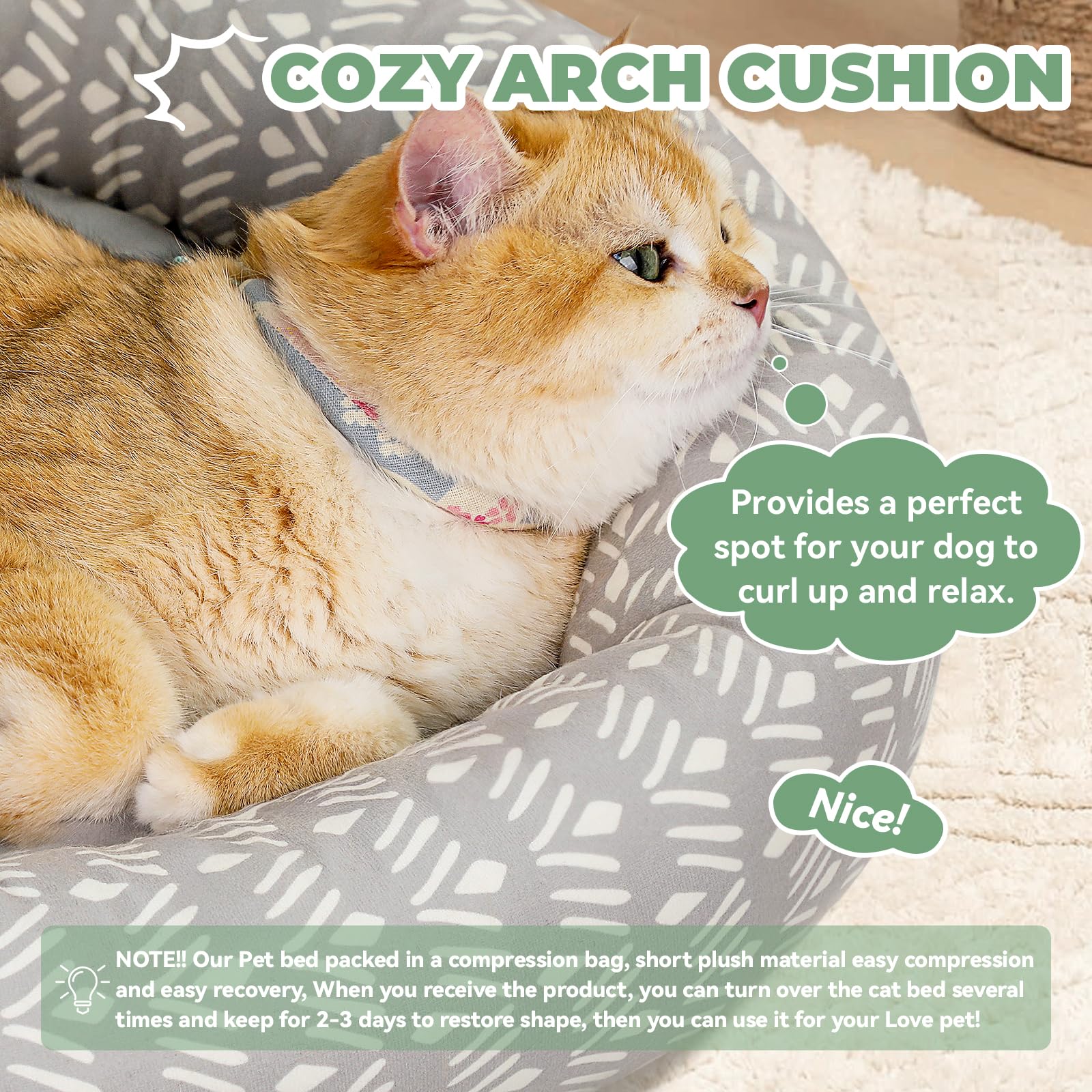 Zerbuger donut bed showing non-slip bottom for stable rest on floors.