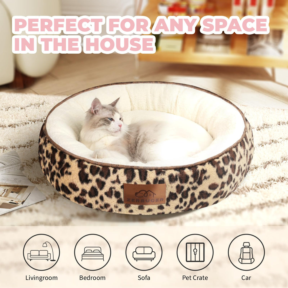 Zerbuger leopard round bed in car offers portable comfort during travel