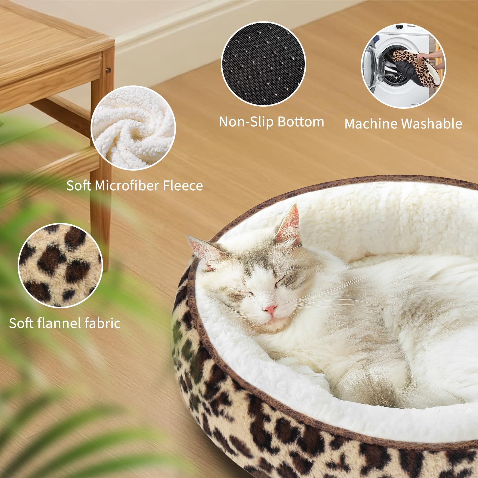 Zerbuger leopard round bed cuddle scene conveys warmth and home comfort