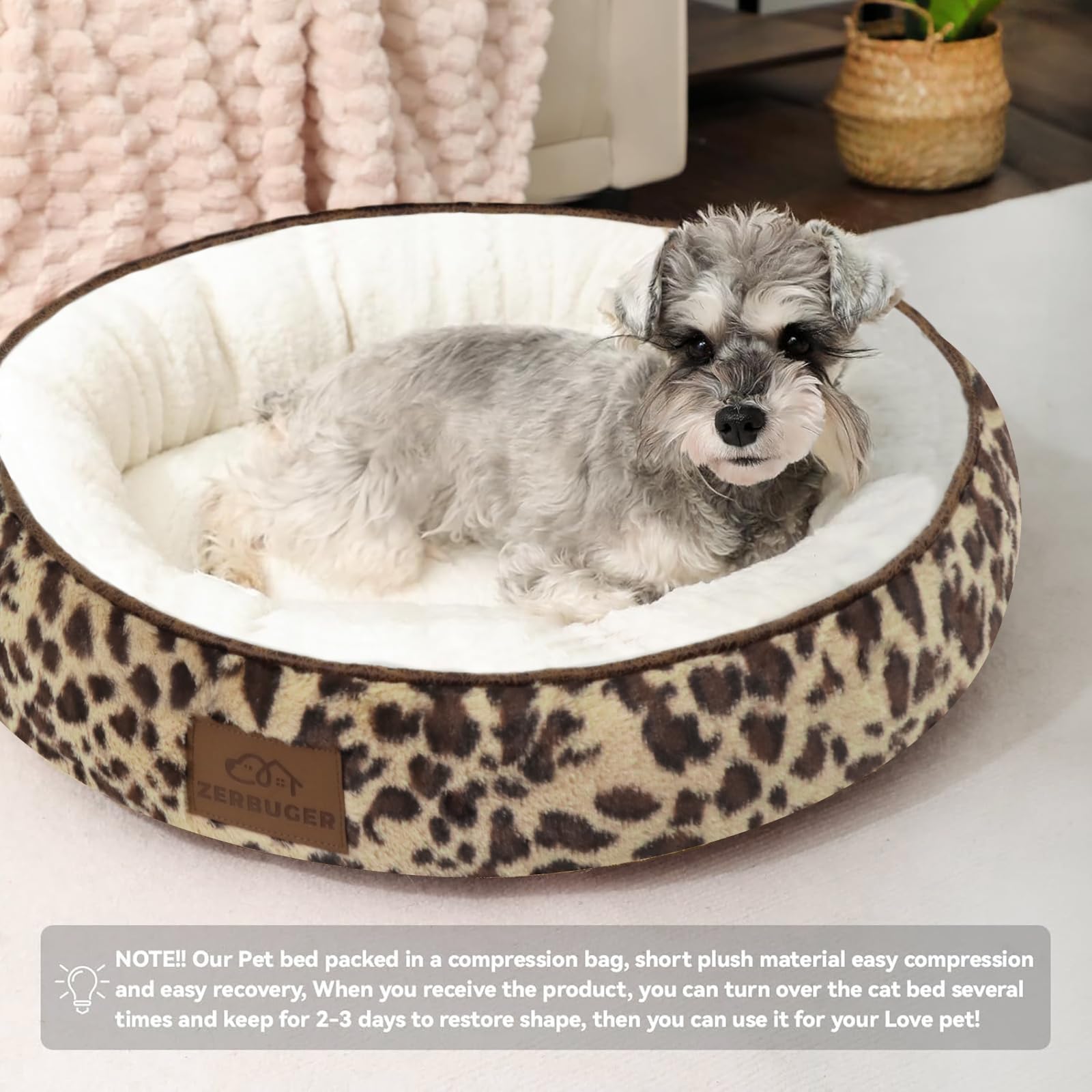 Zerbuger leopard round bed detailed stitching signals durable construction