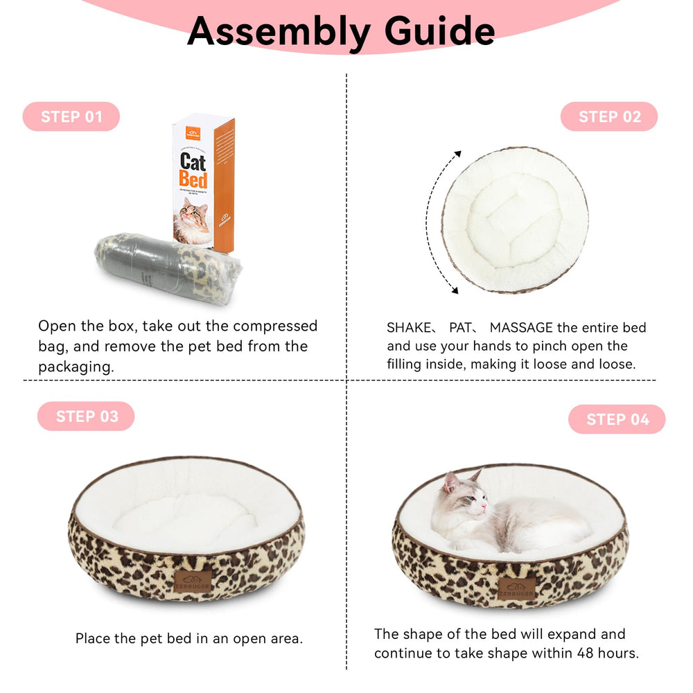 Zerbuger leopard round bed packaging compression indicates quick setup after unboxing