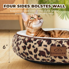Zerbuger leopard round bed washed easily by machine for quick cleanup