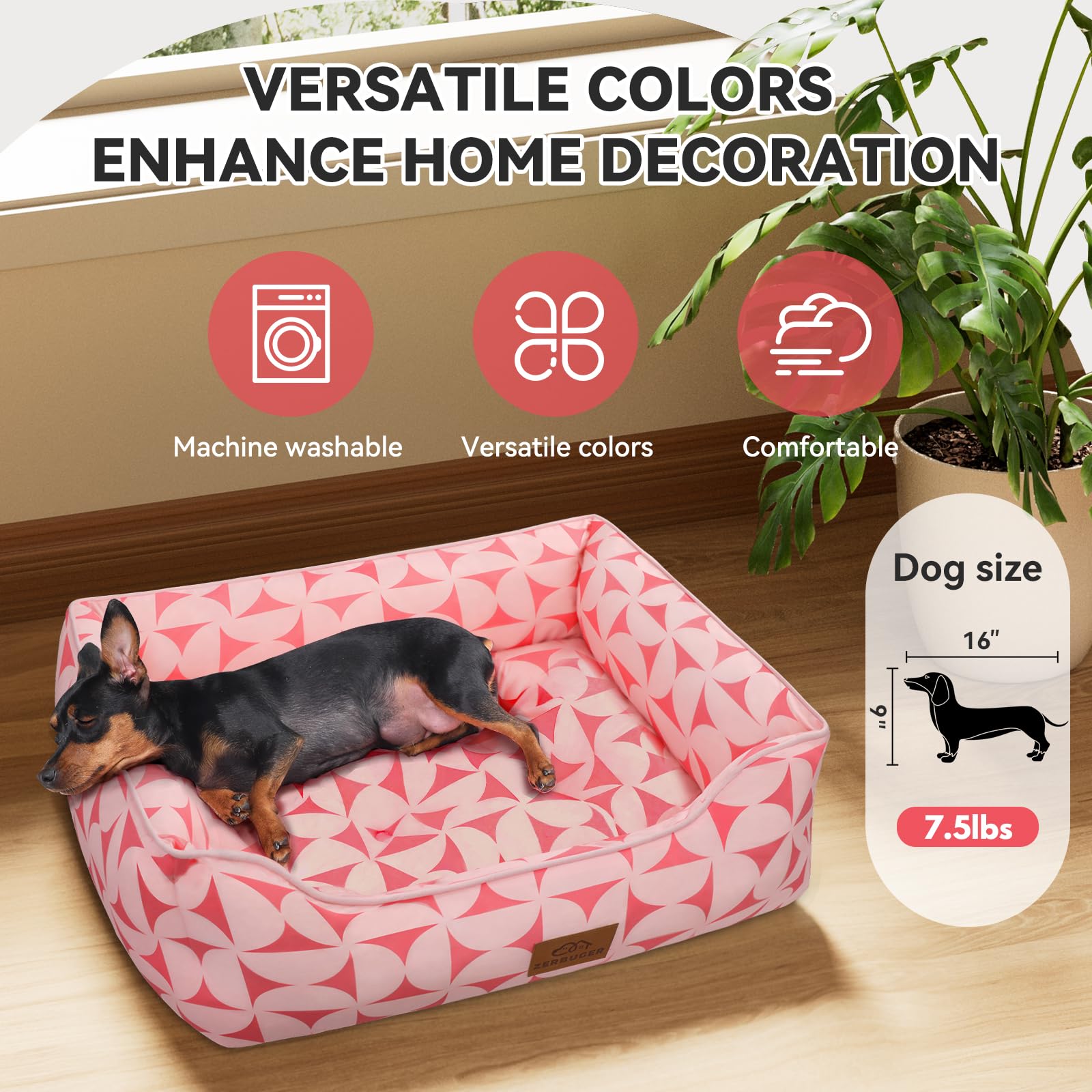 Zerbuger machine-washable pet bed cleans easily after playtime or outdoor trips
