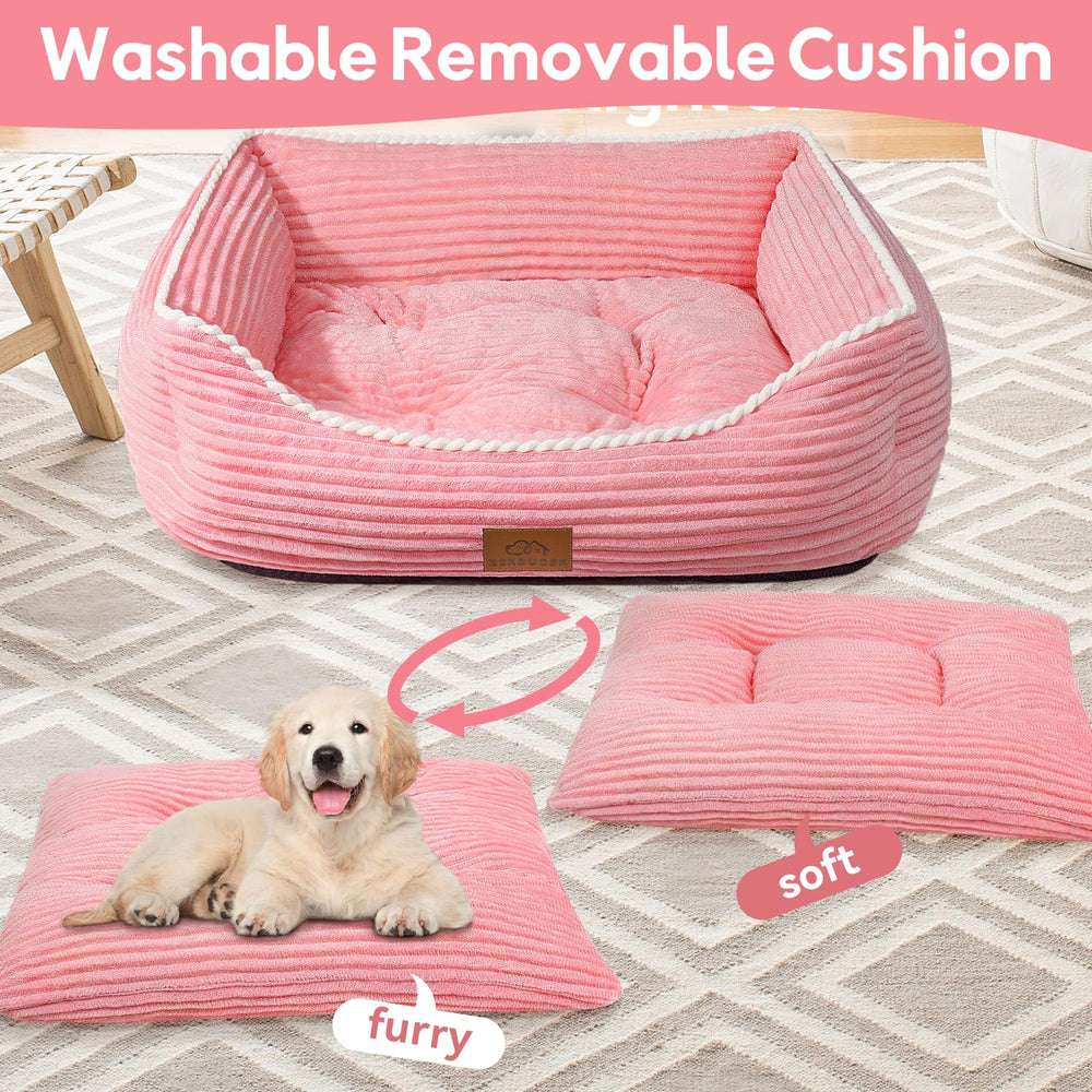 Zerbuger orthopedic dog bed large pink anti-slip bottom stays put on floors