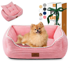 Zerbuger Orthopedic Dog Bed pink front view showing plush comfort for medium dogs