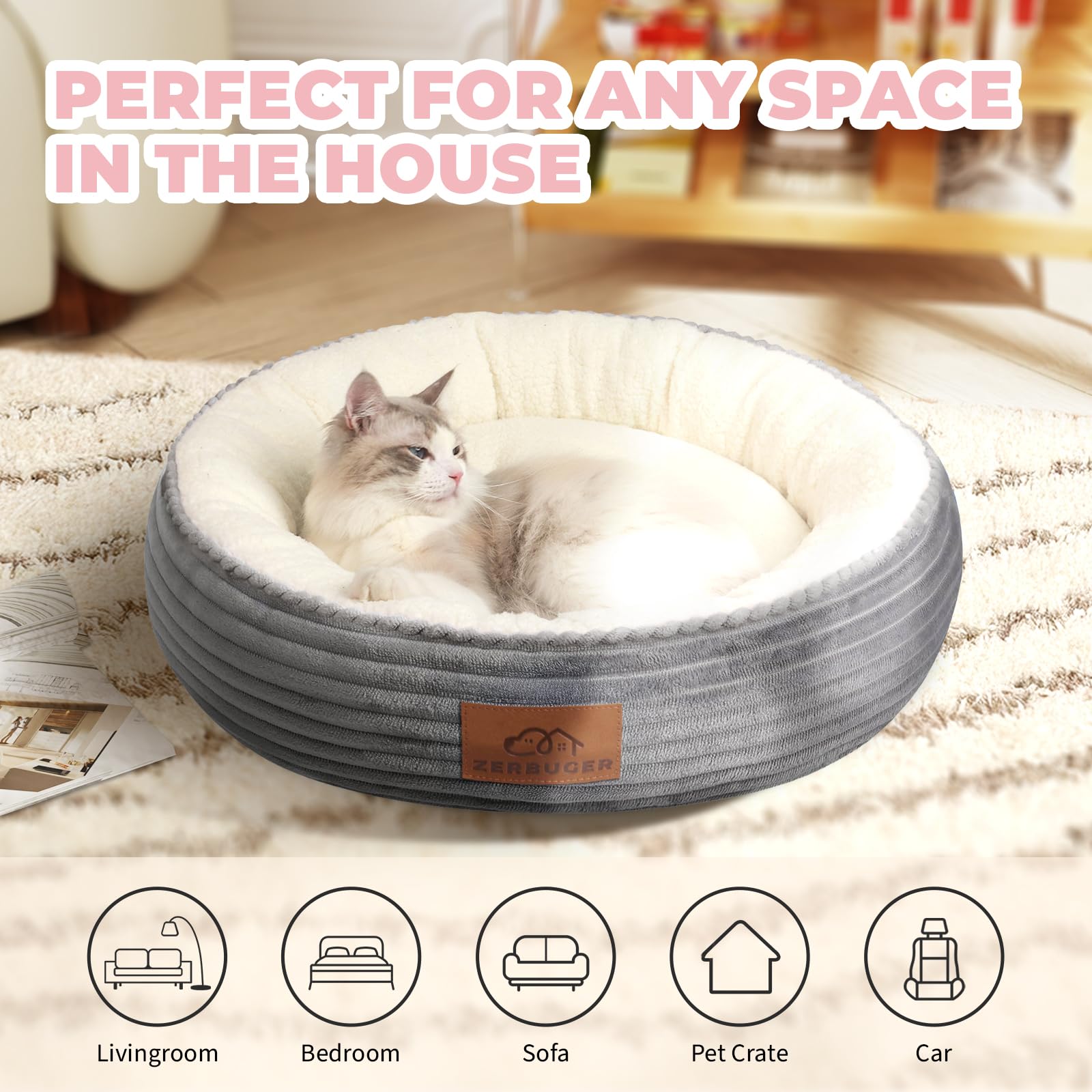 Zerbuger pet-bed car-ready portable for travel and car rides.