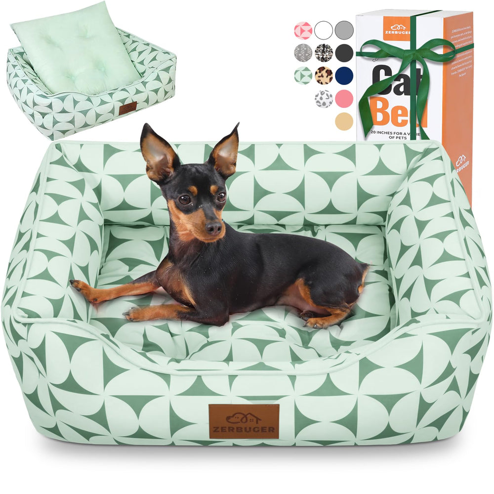 Zerbuger rectangle bed medium green pattern top view for cozy naps.