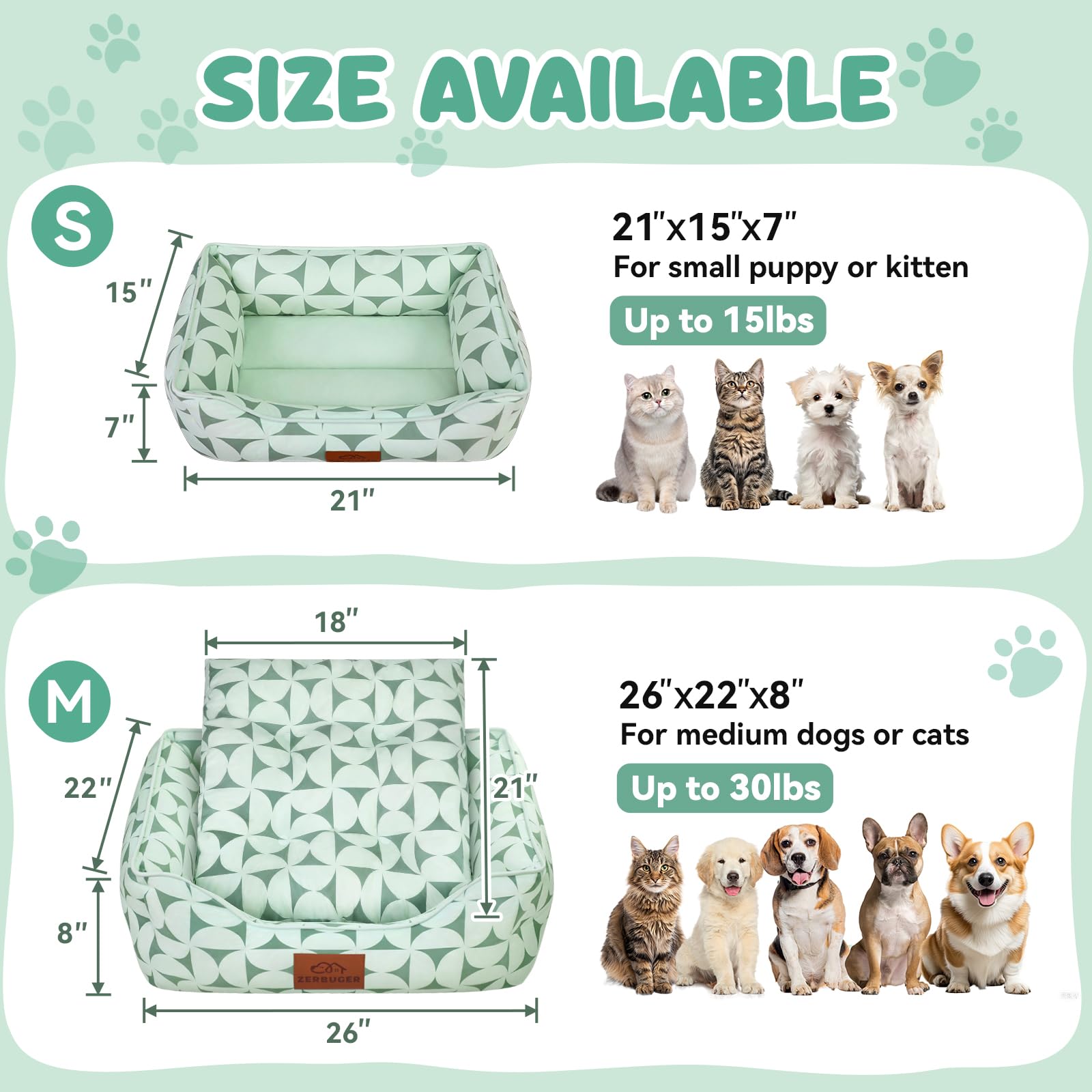Zerbuger rectangle bed non-slip bottom closeup prevents sliding on smooth floors.