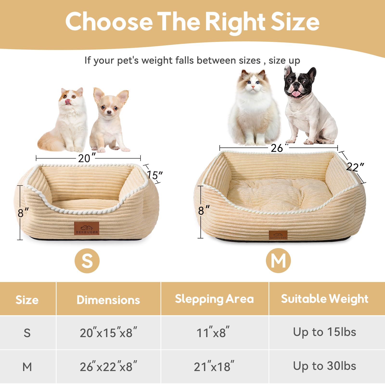 Zerbuger rectangle pet bed anti-slip bottom keeps it in place on floors