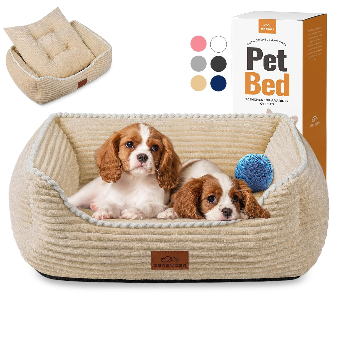 Zerbuger rectangle pet bed in coffee offers a cozy sleeping spot for pets
