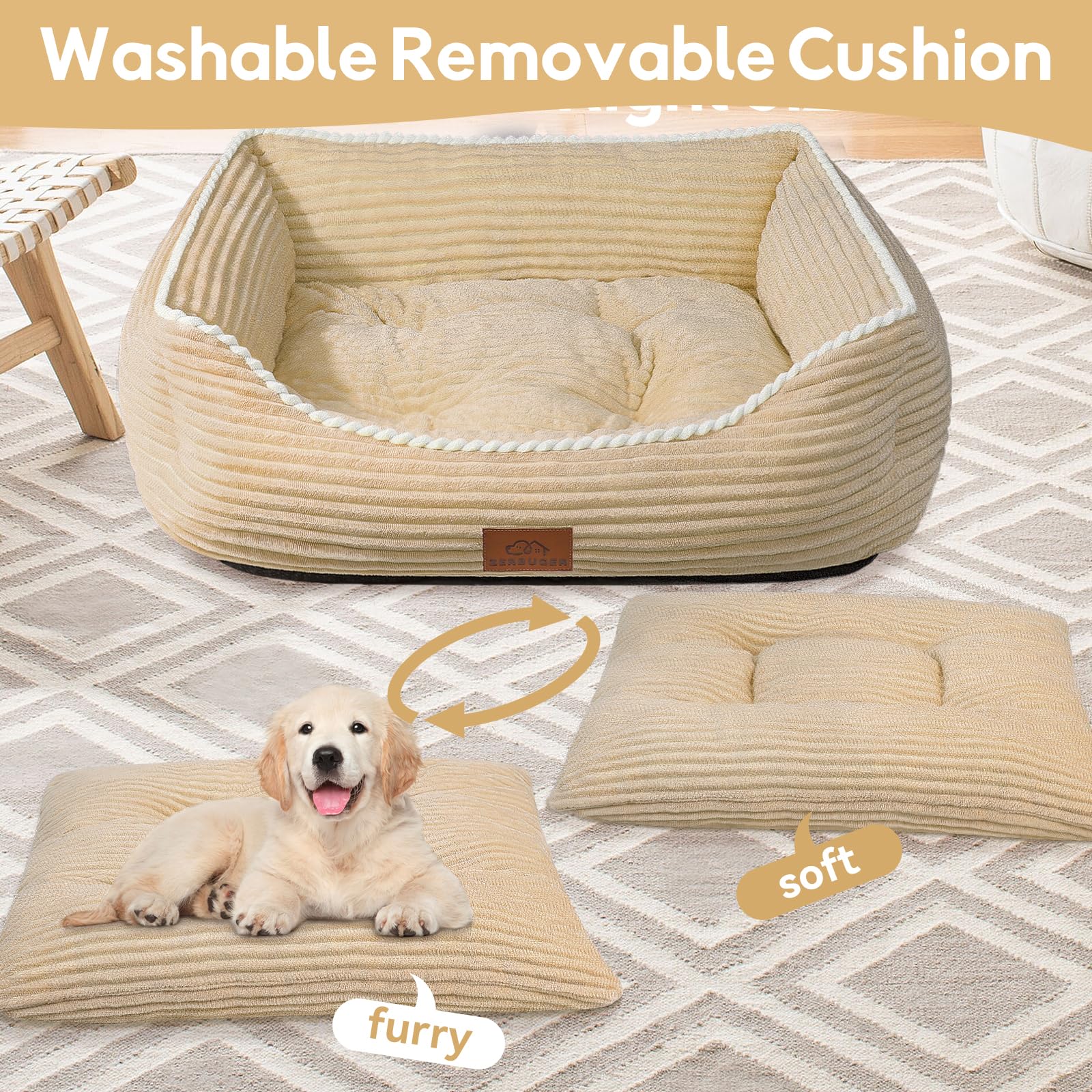 Zerbuger rectangle pet bed durable construction and support for long-lasting use