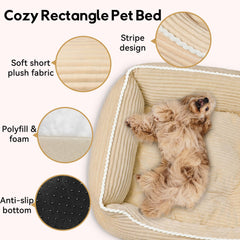Zerbuger rectangle pet bed machine washable for hassle-free cleaning