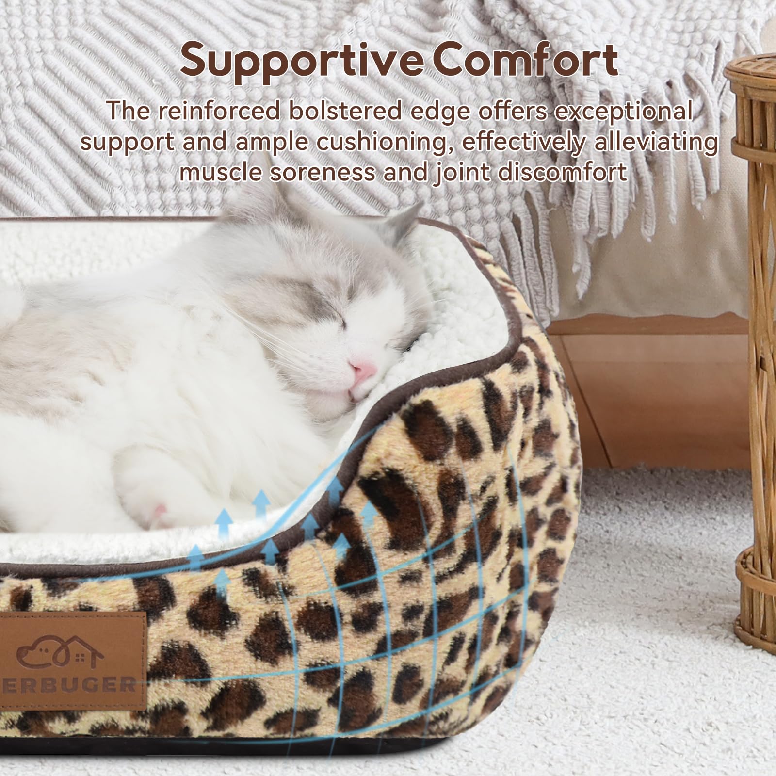 Zerbuger rectangle pet bed pet relaxing on bed for calm naps