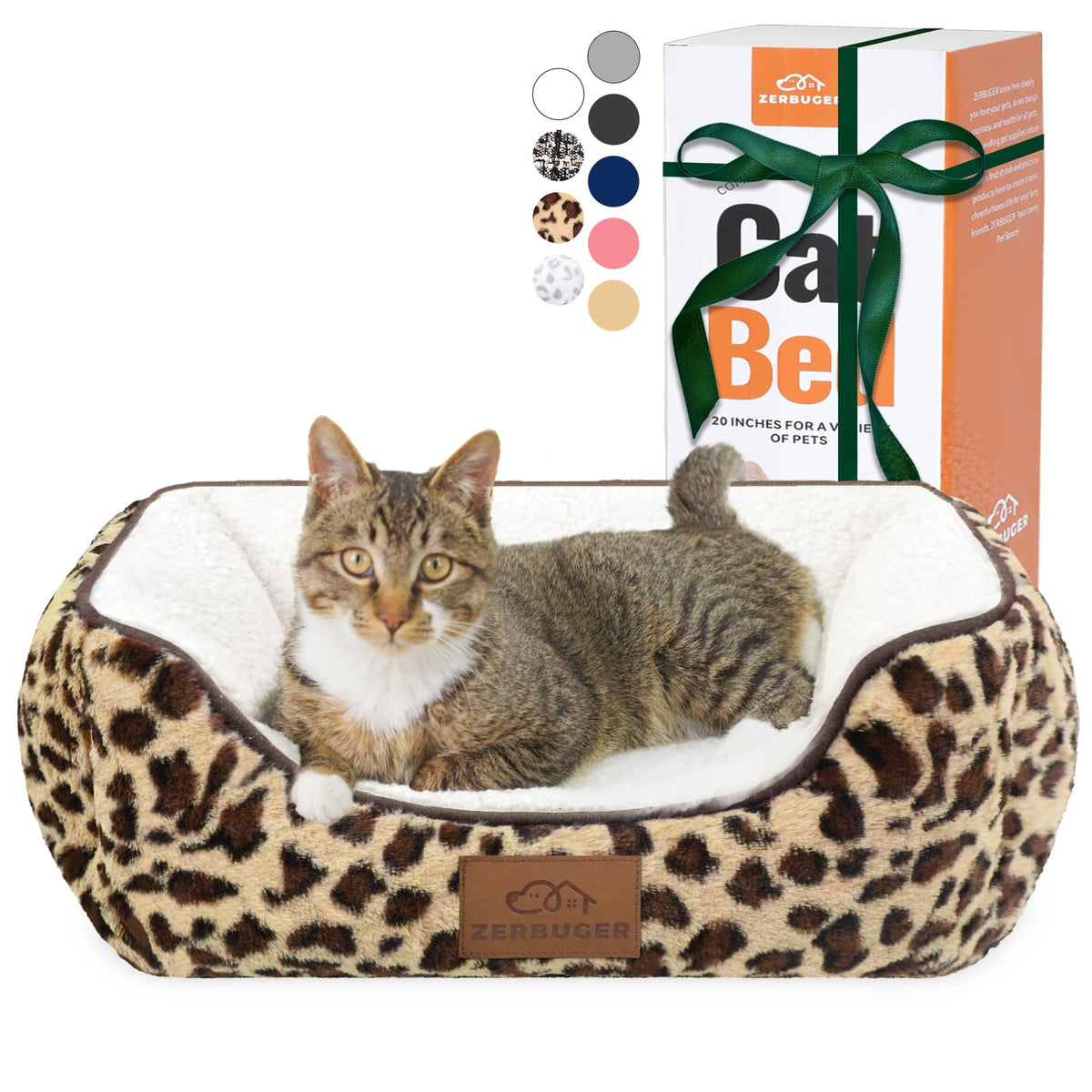 Zerbuger rectangle pet bed small leopard closeup soft fabric for cozy comfort
