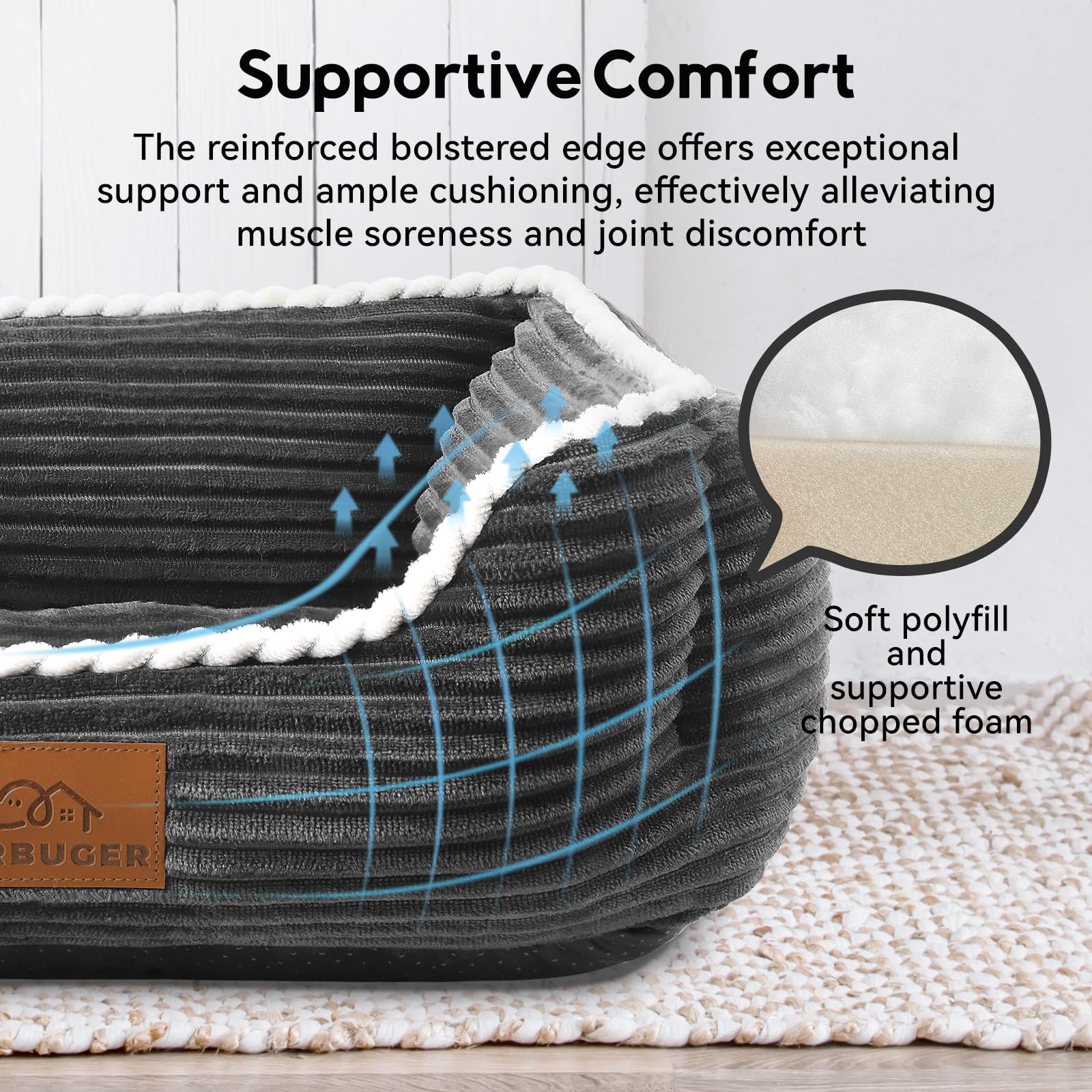 Zerbuger supportive foam-core offers plush support during quiet naps.
